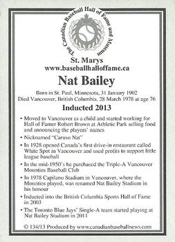 2002-23 Canadian Baseball Hall of Fame #134/13 Nat Bailey Back