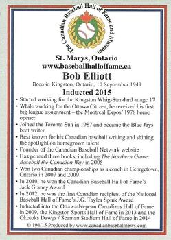 2002-23 Canadian Baseball Hall of Fame #194/15 Bob Elliott Back
