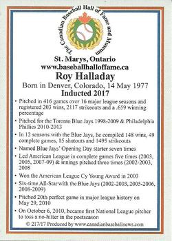 2002-23 Canadian Baseball Hall of Fame #217/17 Roy Halladay Back