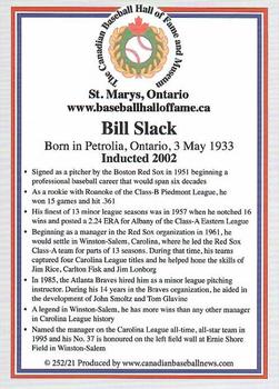 2002-23 Canadian Baseball Hall of Fame #252/21 Bill Slack Back