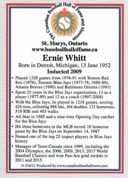 2002-23 Canadian Baseball Hall of Fame #254/21 Ernie Whitt Back