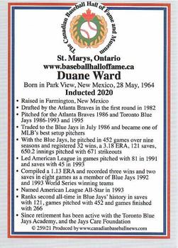 2002-23 Canadian Baseball Hall of Fame #259/21 Duane Ward Back