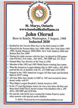2002-23 Canadian Baseball Hall of Fame #260/21 John Olerud Back