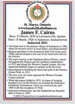 2002-23 Canadian Baseball Hall of Fame #268/21 James F. Cairns Back
