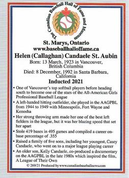 2002-23 Canadian Baseball Hall of Fame #269/21 Helen Callaghan Back