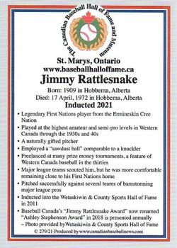 2002-23 Canadian Baseball Hall of Fame #279/21 Jimmy Rattlesnake Back