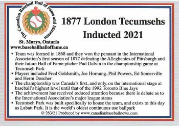2002-23 Canadian Baseball Hall of Fame #283/21 1877 London Tecumsehs Back