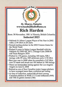 2002-23 Canadian Baseball Hall of Fame #NNO Rich Harden Back