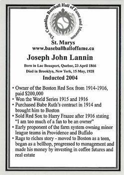 2002-23 Canadian Baseball Hall of Fame #NNO Joseph Lannin Back