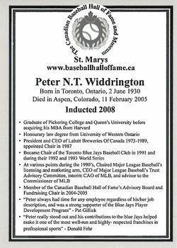 2002-23 Canadian Baseball Hall of Fame #NNO Peter Widdrington Back