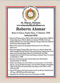 2002-23 Canadian Baseball Hall of Fame #NNO Roberto Alomar Back