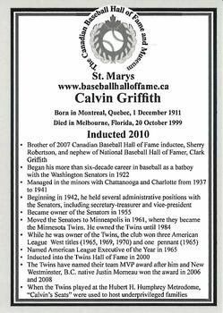 2002-23 Canadian Baseball Hall of Fame #NNO Calvin Griffith Back