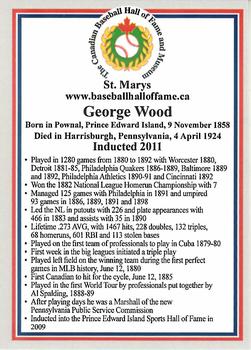 2002-23 Canadian Baseball Hall of Fame #NNO George Wood Back