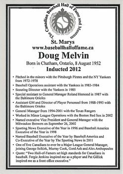 2002-23 Canadian Baseball Hall of Fame #NNO Doug Melvin Back