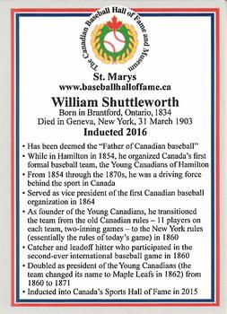 2002-23 Canadian Baseball Hall of Fame #NNO William Shuttleworth Back