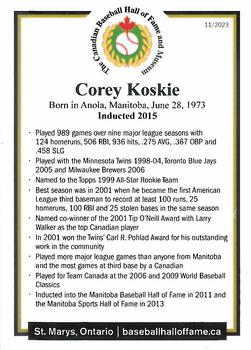 2002-23 Canadian Baseball Hall of Fame #NNO Corey Koskie Back