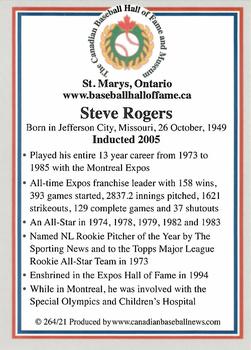 2002-23 Canadian Baseball Hall of Fame #264/21 Steve Rogers Back