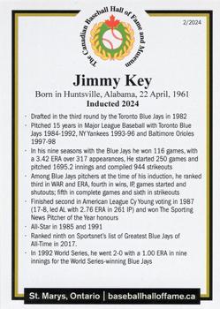 2002-23 Canadian Baseball Hall of Fame #NNO Jimmy Key Back