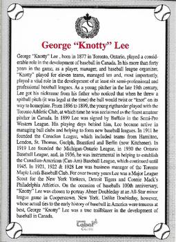 2002-23 Canadian Baseball Hall of Fame #NNO George Lee Back