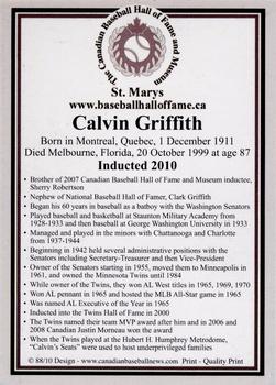 2002-23 Canadian Baseball Hall of Fame #88/10 Calvin Griffith Back