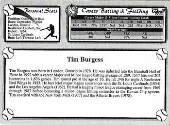 2002-23 Canadian Baseball Hall of Fame - Autographs #NNO Tom Burgess Back