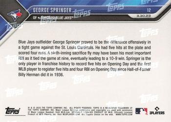 2023 Topps Now #12 George Springer Back