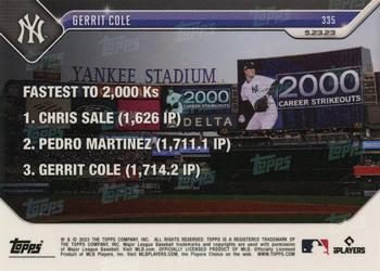2023 Topps Now #335 Gerrit Cole Back