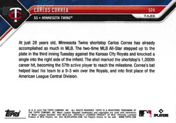 2023 Topps Now #524 Carlos Correa Back
