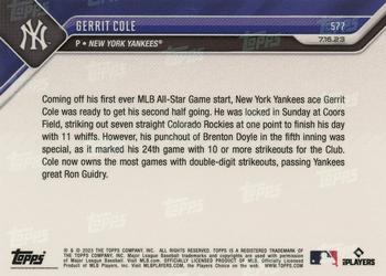 2023 Topps Now #577 Gerrit Cole Back