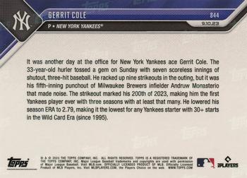 2023 Topps Now #844 Gerrit Cole Back