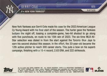 2023 Topps Now #925 Gerrit Cole Back
