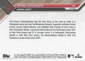 2023 Topps Now #967 Arizona Diamondbacks Back
