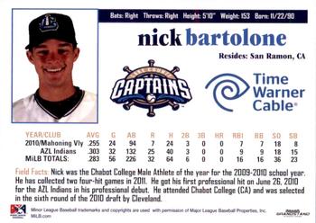 2011 Grandstand Lake County Captains SGA #NNO Nick Bartolone Back