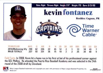 2011 Grandstand Lake County Captains SGA #NNO Kevin Fontanez Back