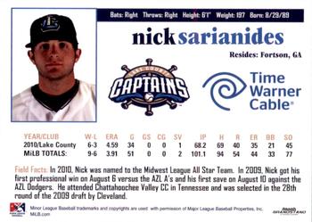 2011 Grandstand Lake County Captains SGA #NNO Nick Sarianides Back