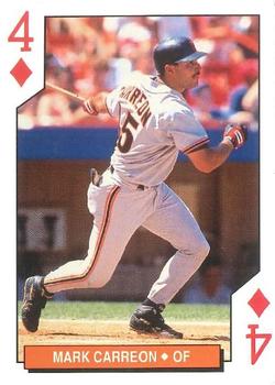 1994 Bicycle San Francisco Giants Playing Cards #4♦ Mark Carreon Front