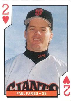 1994 Bicycle San Francisco Giants Playing Cards #2♥ Paul Faries Front