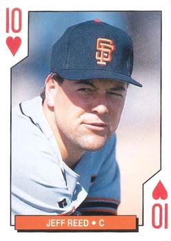 1994 Bicycle San Francisco Giants Playing Cards #10♥ Jeff Reed Front