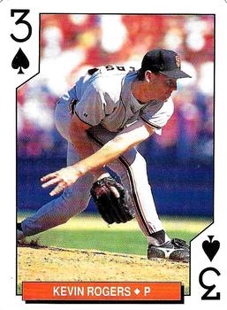 1994 Bicycle San Francisco Giants Playing Cards #3♠ Kevin Rogers Front