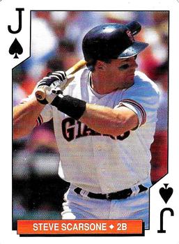 1994 Bicycle San Francisco Giants Playing Cards #J♠ Steve Scarsone Front