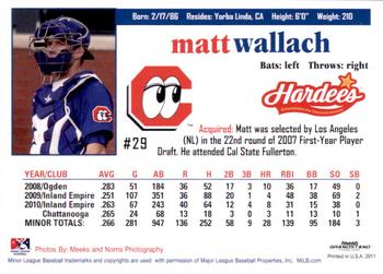 2011 Grandstand Chattanooga Lookouts #NNO Matt Wallach Back