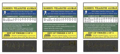 1993 Bleachers 23KT Roberto Alomar Prisms - Panels #1-3 Roberto Alomar Back