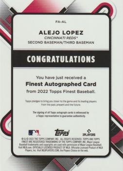 2022 Finest - Finest Autographs #FA-AL Alejo Lopez Back