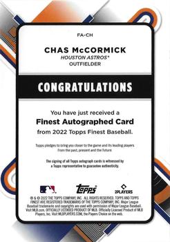 2022 Finest - Finest Autographs #FA-CH Chas McCormick Back