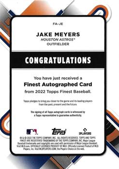 2022 Finest - Finest Autographs #FA-JE Jake Meyers Back
