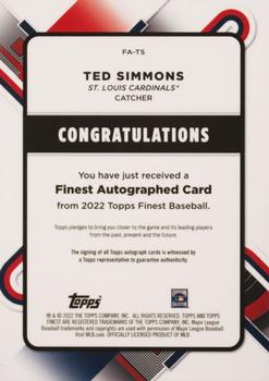 2022 Finest - Finest Autographs Green Wave Refractor #FA-TS Ted Simmons Back