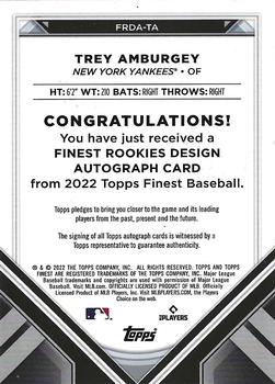 2022 Finest - Finest Rookies Design Variation Autographs Gold Refractor #FRDA-TA Trey Amburgey Back