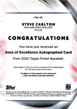 2022 Finest - Aura of Excellence Autographs #AEA-SC Steve Carlton Back