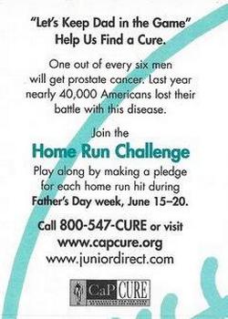 2000 CaP Cure Home Run Challenge #NNO Derek Jeter Back