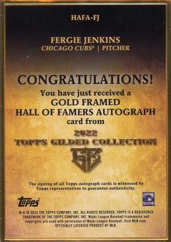 2022 Topps Gilded Collection - Gold Framed Hall of Famer Autographs Onyx #HAFA-FJ Fergie Jenkins Back